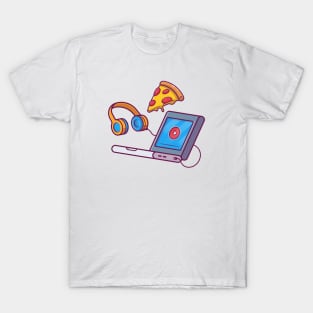 Pizza and laptop cartoon T-Shirt